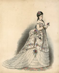 Viktorianische Modeplatte (farbige Gravur) von English School