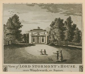 Ansicht des Hauses von Lord Stormont in der Nähe von Wandsworth in Surrey von English School