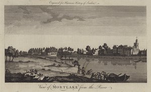 Ansicht von Mortlake vom Fluss Thames von English School