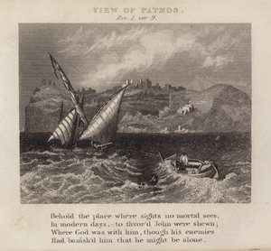 Ansicht von Patmos, Offenbarung I, Vers 9 von English School