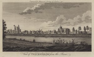 Blick auf Twickenham vom Fluss Thames von English School