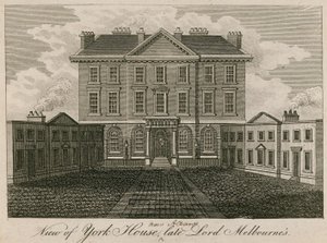 Ansicht von York House (später The Albany), Haus des verstorbenen Lord Melbourne von English School