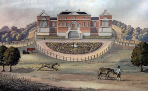Ansicht eines Landhauses in einem Park, ca. 1825