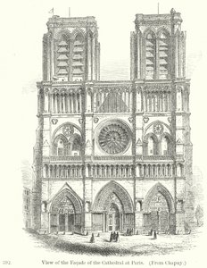 Ansicht der Fassade der Kathedrale in Paris (Gravur) von English School