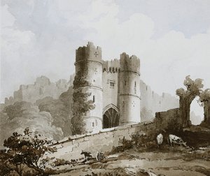 Ansicht des Tors von Carisbrooke Castle, Isle of Wight von English School