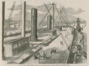 Blick auf die Great Eastern von einem der Schaufelräder, nach achtern schauend von English School