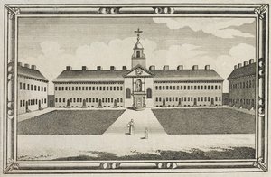 Ansicht der Ironmongers Company Almshouses, Kingsland Road, Hackney, um 1820