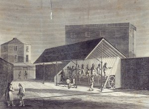 Ansicht der Tretmühle zur Beschäftigung von Gefangenen, errichtet im Zuchthaus in Brixton, veröffentlicht von Gent. Mag., Juli 1822