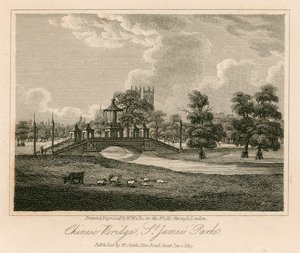 Ansicht der Brücke und chinesischen Pagode, St Jamess Park, London