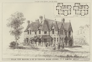 Villa für Baron S de St Trivier, in der Nähe von Lyon (Stich) von English School