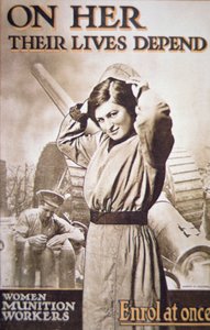 Erster Weltkrieg Poster zur Ermutigung von Frauen in der Munitionsarbeit, ca. 1914-18 von English School