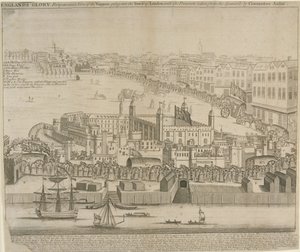 Wagen voller Schätze werden in den Tower of London gebracht, 1744 von English School