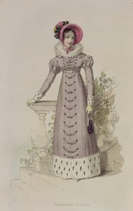 Spazierkleid, Modeplatte aus Ackermanns Repository of Arts von English School