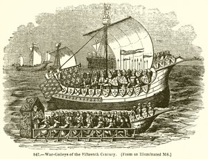 Kriegsgaleeren des 15. Jahrhunderts von English School