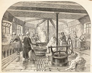Waschhaus im Brixton-Gefängnis, Illustration aus The Criminal Prisons of London and Scenes from Prison Life von Henry Mayhew und John Binny, veröffentlicht 1862