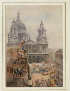 Beobachtung der Feierlichkeiten zum Jubiläum von Königin Victoria vor St. Pauls von English School