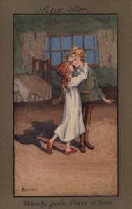 Wendy gibt Peter Pan einen Kuss
