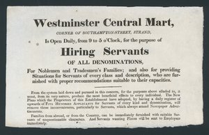 Westminster Central Mart, Dienstbotenvermittlung von English School