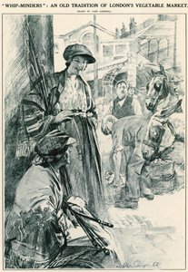 Peitschenhüter: Eine alte Tradition des Londoner Gemüsemarktes; Covent Garden, London von English School