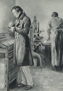 William Lloyd Garrison setzt den Satz für seine Zeitung