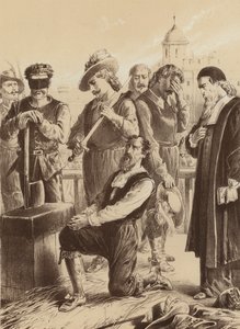 William Viscount Stafford, "Er kniete vor dem Block nieder" von English School