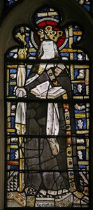 Fenster Ew mit Darstellung einer Szene aus dem Leben von St. Winifred - mit farbigem Glas
