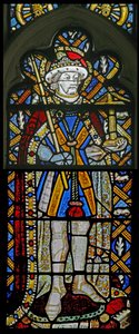 Fenster Ew mit Darstellung von St. Alban - mit farbigem Glas