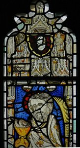 Fenster Ew, Darstellung der Wappen von John Kempe oder seines Neffen Thomas Kempe