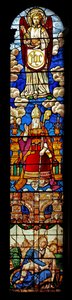 Fenster N2 mit einem Nordschiff-Fenster mit St. Nikolaus