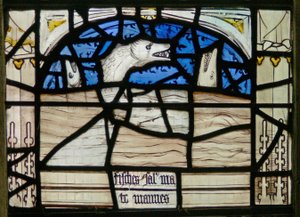 Die letzten fünfzehn Tage der Welt (das Pryke of Conscience Fenster): Fische und Seeungeheuer schreien
