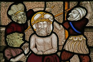 Fenster Sa mit Darstellung der Verspottung und Krönung mit Dornen