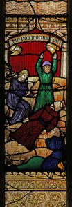Fenster s2, die Geschichte der Arche Noah darstellend: Noahs Trunkenheit