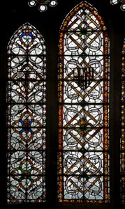Fenster s5 mit zwei Lanzetten und geometrischem Grisaille
