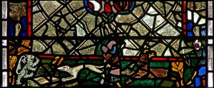 Fenster w40, Darstellung eines Randpanels mit Hirschjagd von English School