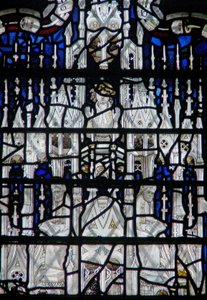 Fenster w6, Baldachin mit Figuren darstellend
