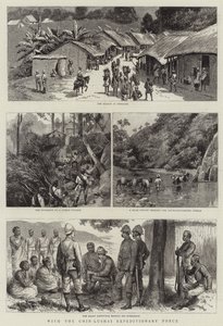 Mit der Chin-Lushai-Expeditionsstreitmacht (Gravur) von English School