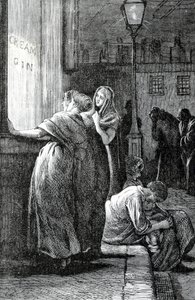 Frauen und Gin trinken, 19. Jahrhundert von English School