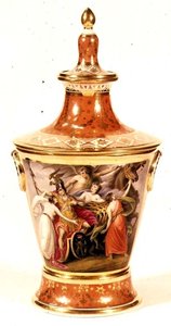 Worcester Vase bemalt von Thomas Baxter, ca. 1820