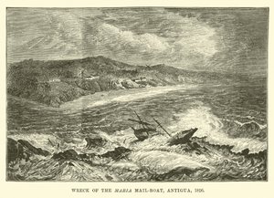 Schiffbruch der Maria Mail-Boat, Antigua, 1826 von English School