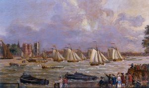 Yachten der Cumberland-Flotte vor dem Lambeth Palace, 1775 von English School