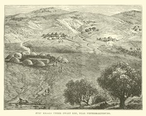 Zulu-Kraals unter Zwart Kop, nahe Pietermaritzburg von English School