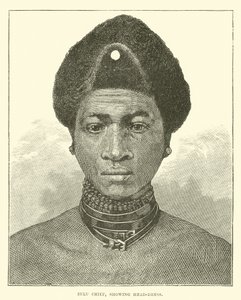 Zulu-Häuptling, mit Kopfschmuck von English School
