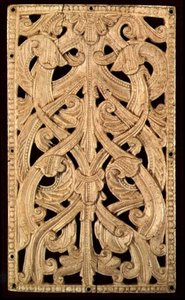 Englisches Knochenrelief, ca. 1125-50: Ehemals Einband einer gedruckten Bibel, 1552 von English School English School
