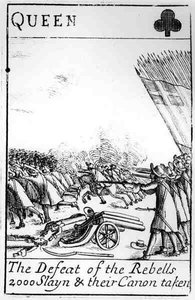Die Niederlage der Rebellen Spielkarte, 1685 von English School English School