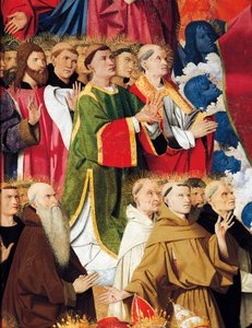 Religiöse Orden und Klerus, (Detail) aus dem Krönungsaltar der Jungfrau von Enguerrand Quarton (circa 1410-1466), Tempera auf Holz