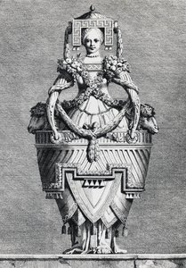 Anthropomorphische Vase, griechische Braut, Gravur von Ennemond-Alexandre Petitot aus Mascarade la Grecque, Suite des Vases und Cheminees