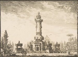 Perspektivische Erhebung einer Grabesäule für die Bestattung..., 1746-50