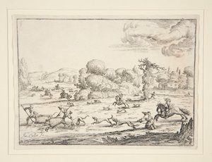 Jagdszene: In der Nähe des Tötens (nach einem Entwurf von Jacques Callot 1592-1635) von Ercole Bazzicaluva