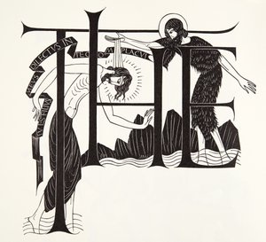 Die Taufe Jesu durch Johannes den Täufer aus den Vier Evangelien von Eric Gill