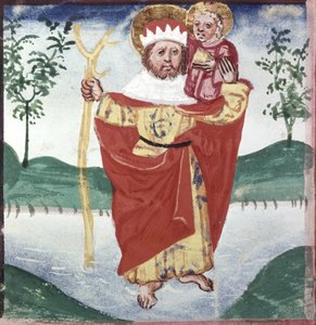 Detail einer ganzseitigen Miniatur: Heiliger Christophorus